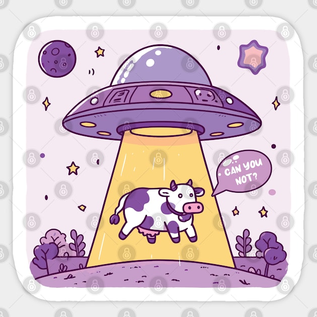 Alien gen Z cow abduction Sticker by SweetLog